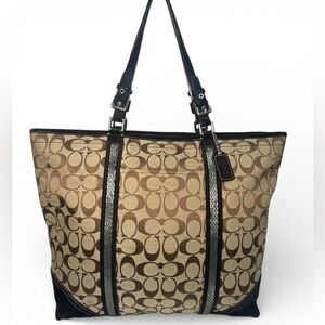 Coach VINTAGE Brown & Tan Suede Beaded Signature Canvas EUC!